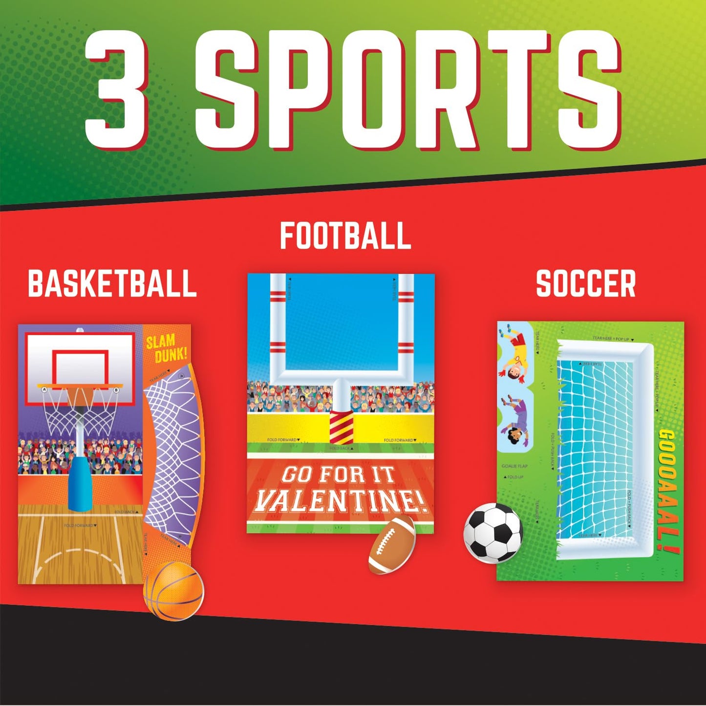 Peaceable Kingdom Valentines Cards for Kids – Flick 'em Sports Games (Set of 28, with Envelopes)