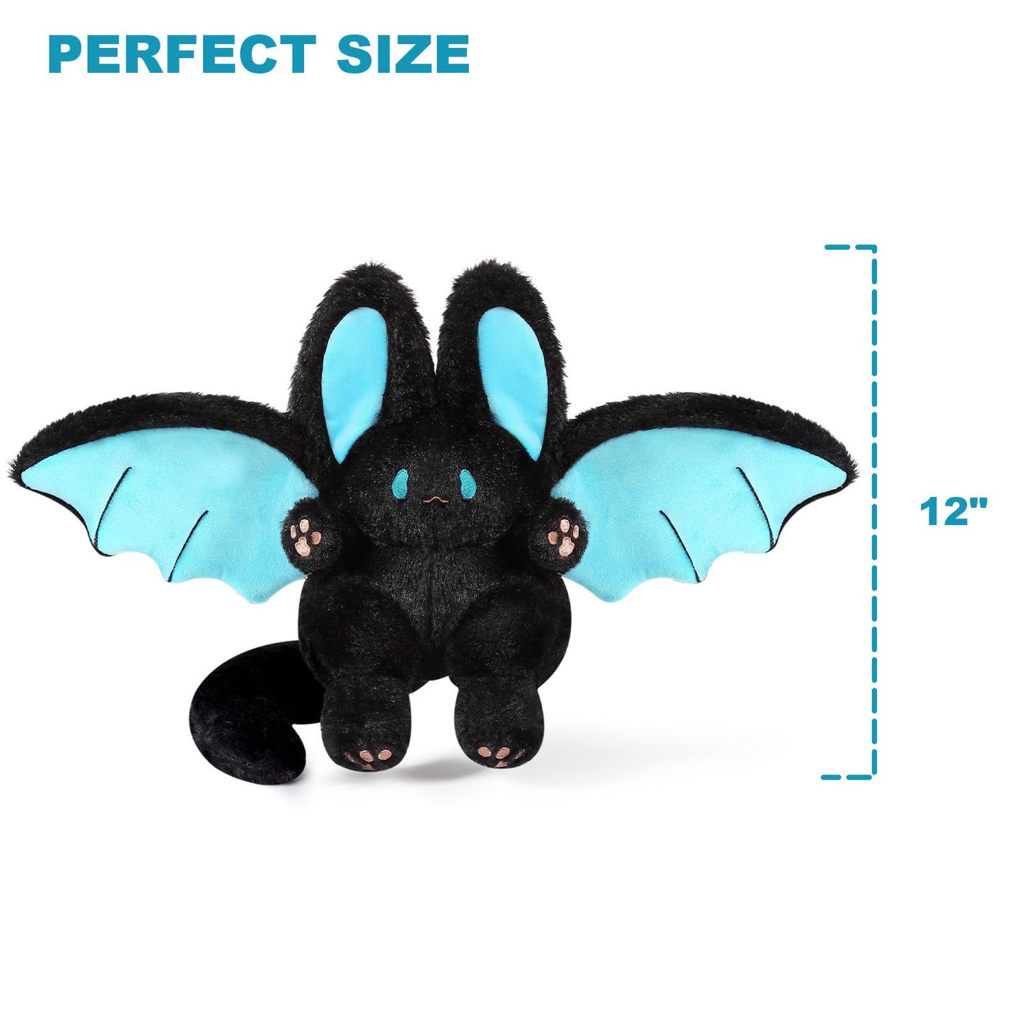 PEACH CAT Kawaii Bat Bunny Plush Pillow 12-Inch – Soft Two-in-One Plush for Kids