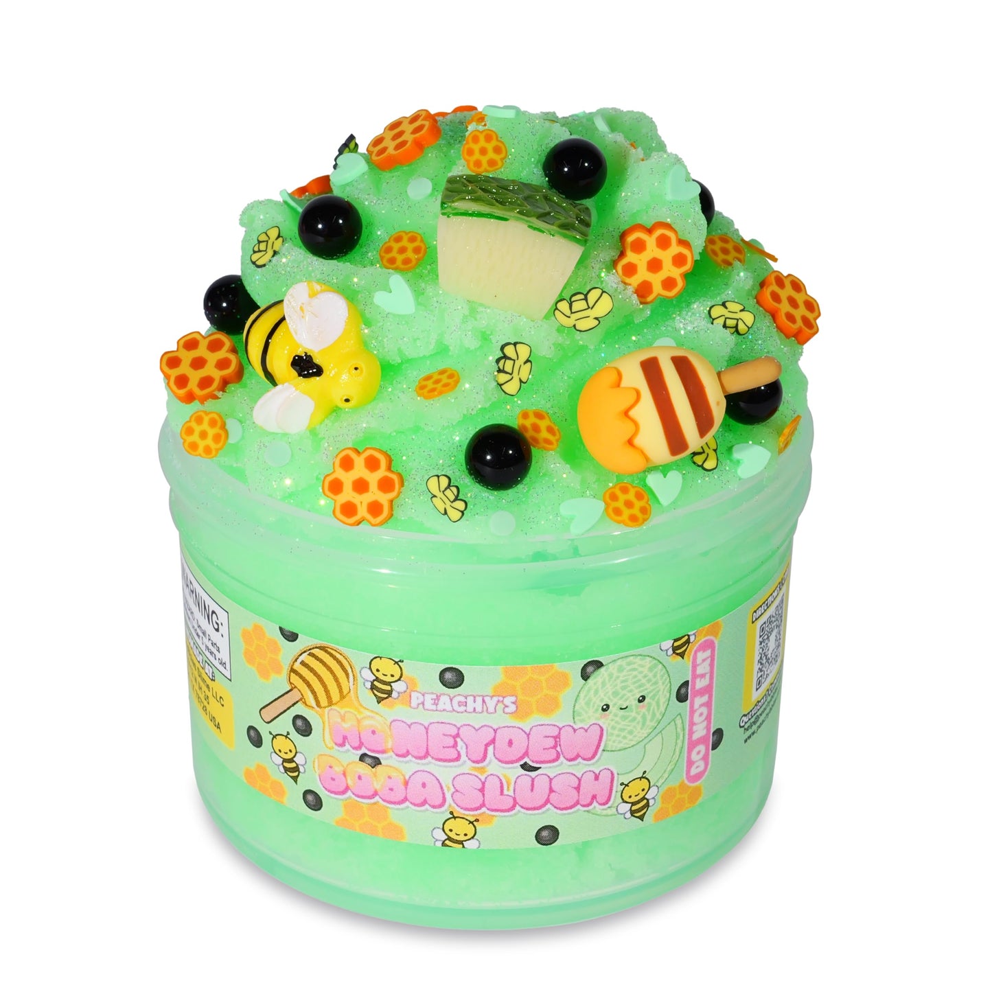 Peachybbies Honeydew Boba Slush Slime – USA Made 7 oz
