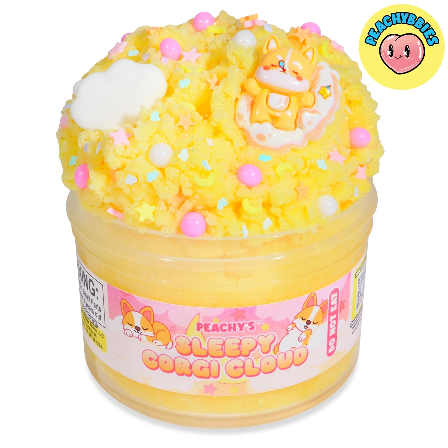 Peachybbies Sleepy Corgi Cloud Slime – 7 oz, Made in USA, Scented