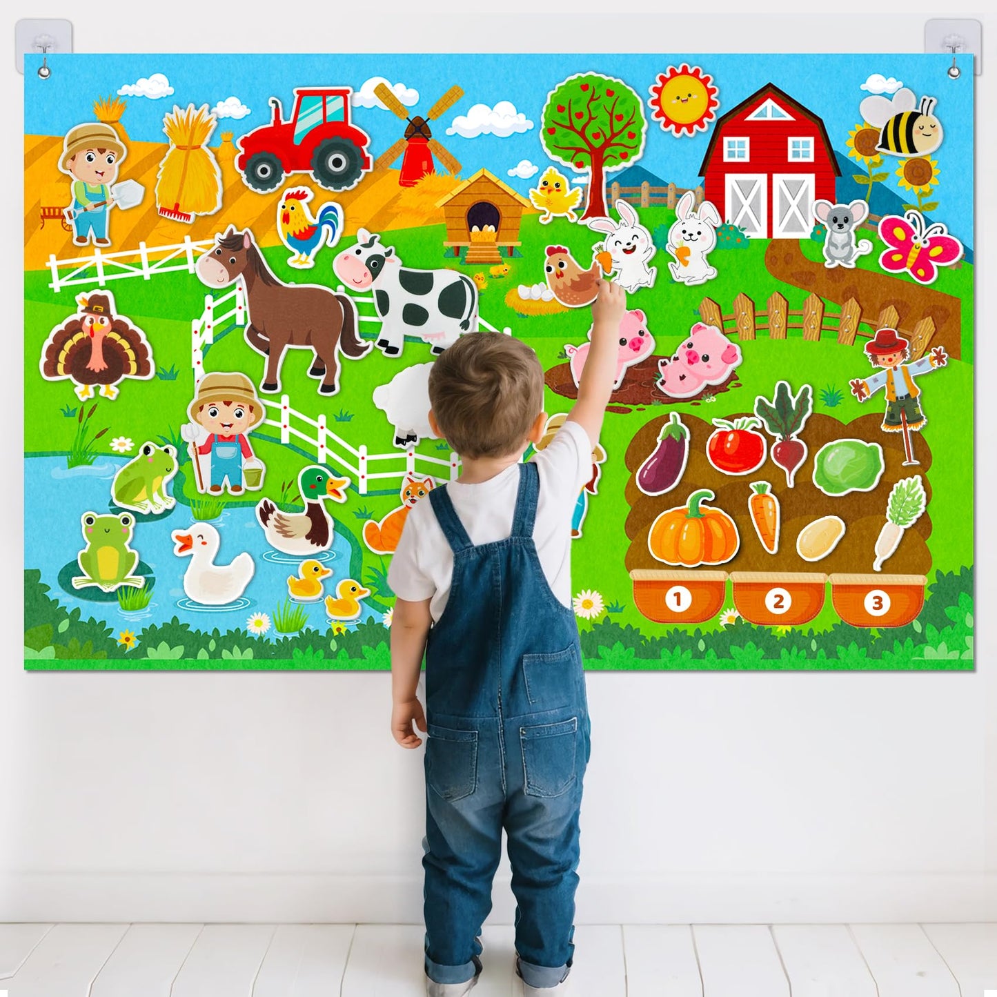 Peacurh Farm Animals Felt Story Board Set – 38-Piece Interactive Toddler Busy Board (43x28 in)