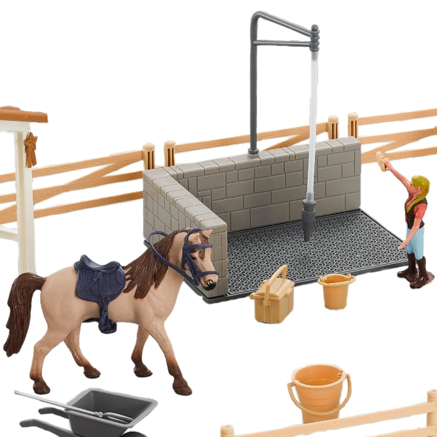 Peagprav Horse Stable Playset with Rider & Horses – Imaginative Toy Figures for Ages 3-8