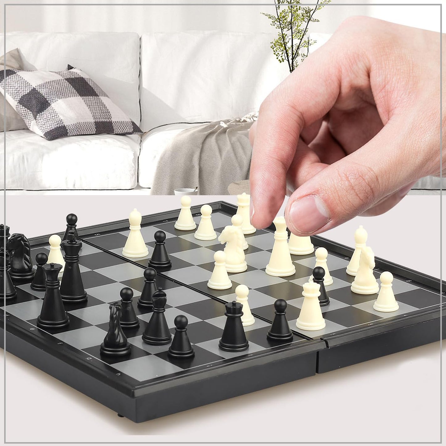 Pedolini Travel Chess Set: Magnetic Portable Folding Board, X-Small 5.9-Inch