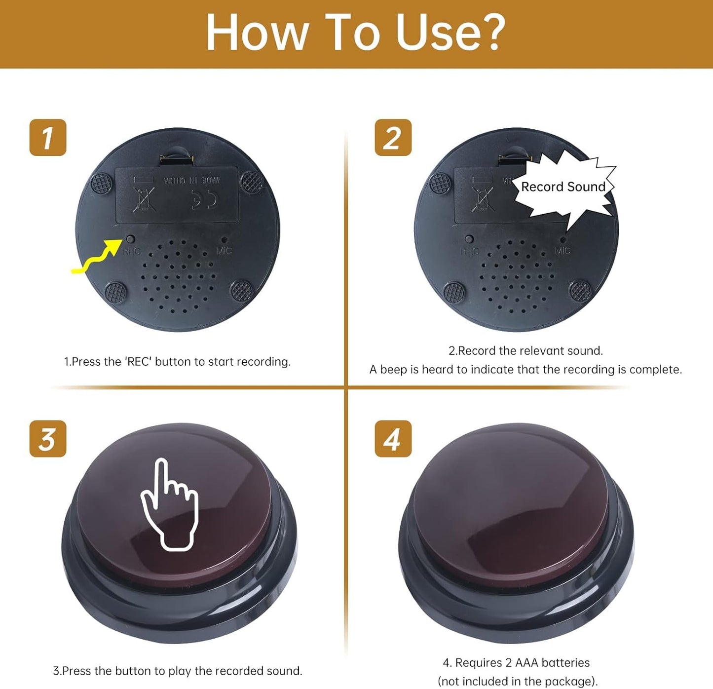 PELTEFLU Voice Recording Button – 30s Pet & Family Interactivity | 4-Color Pack
