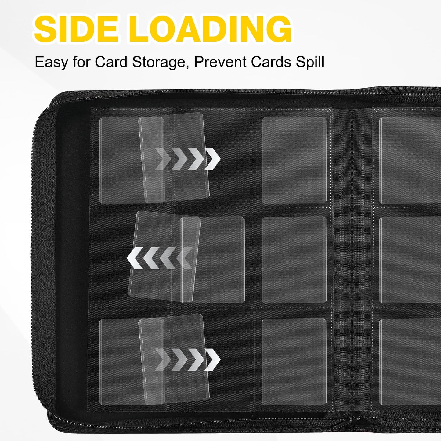 Pemocyny Toploader Binder – 360-Card Capacity, 100 Toploaders Included, 9-Pocket PU Cover for 3x4 Toploaders