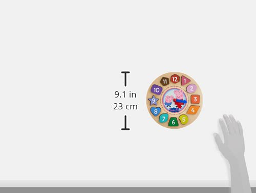 Peppa Pig Shape Sorter Clock Puzzle – 14-Piece Wooden Toddler Puzzle (36–48 Months)