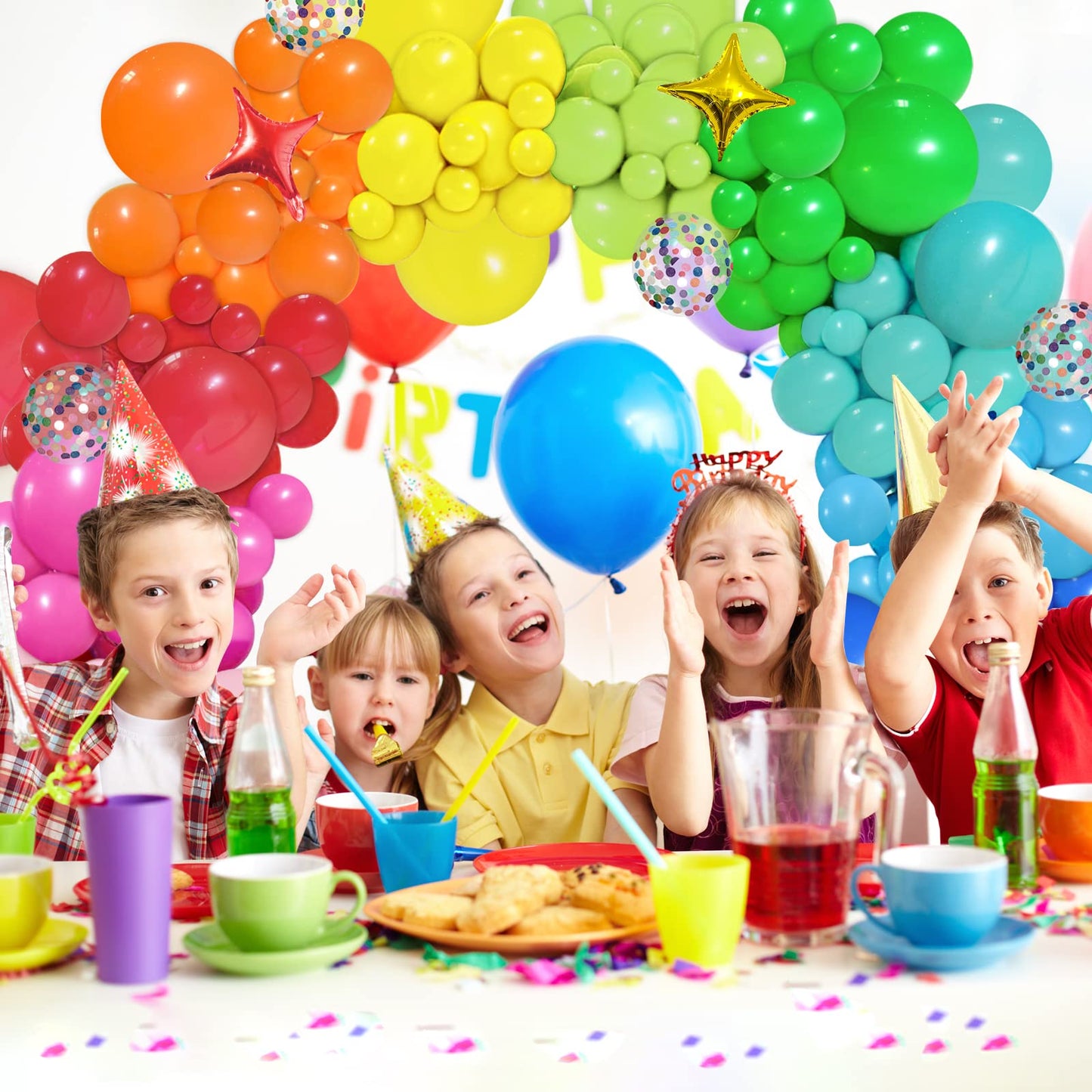 PERPAOL 146pcs Rainbow Balloon Arch Kit – 12 Colors, 4 Sizes for Parties