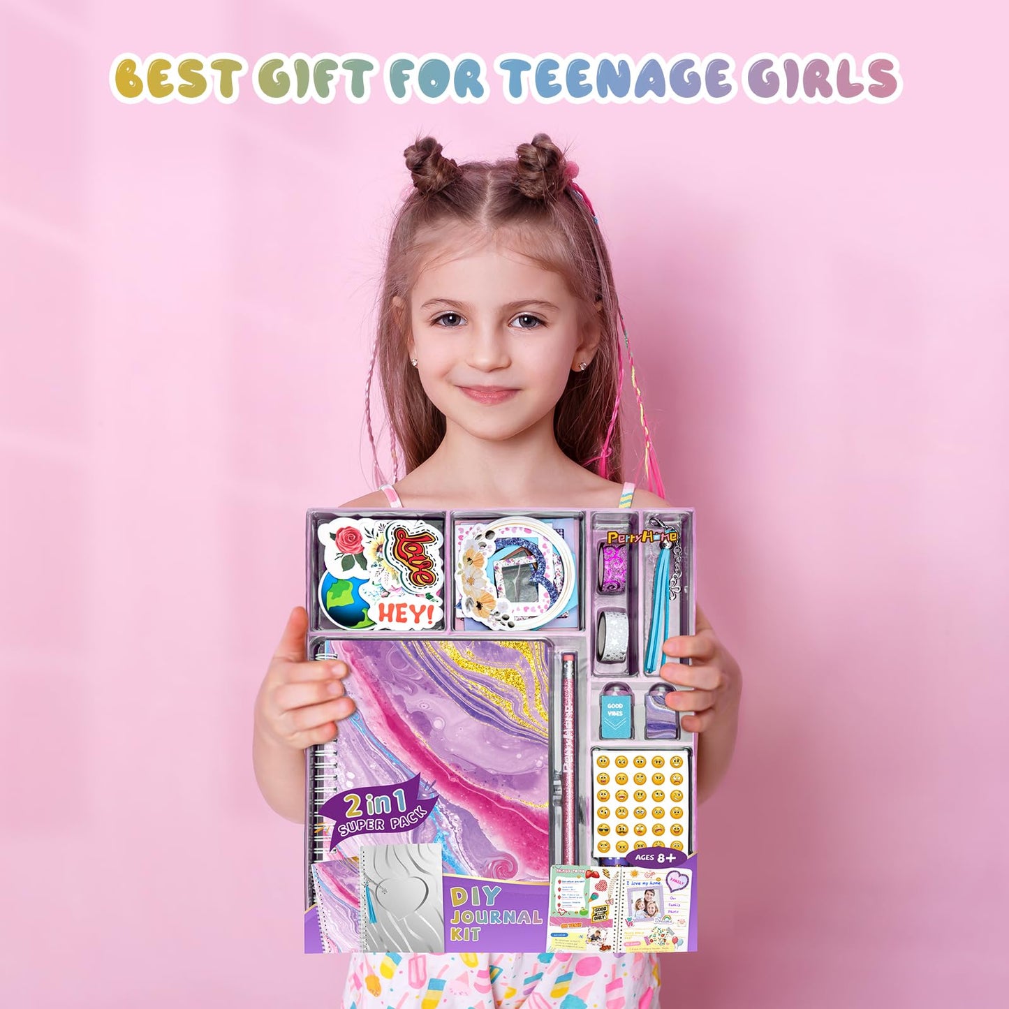 PERRYHOME 2-Pack DIY Journal Kit for Girls | 200+ Pcs Scrapbook & Diary Set