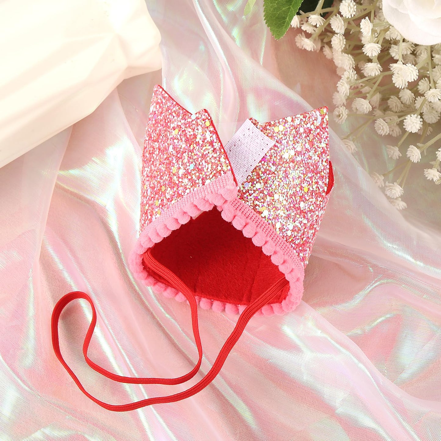 PEUTIER Strawberry 1st Birthday Hat for Baby Girls – Pink Sequin Berry Headwear