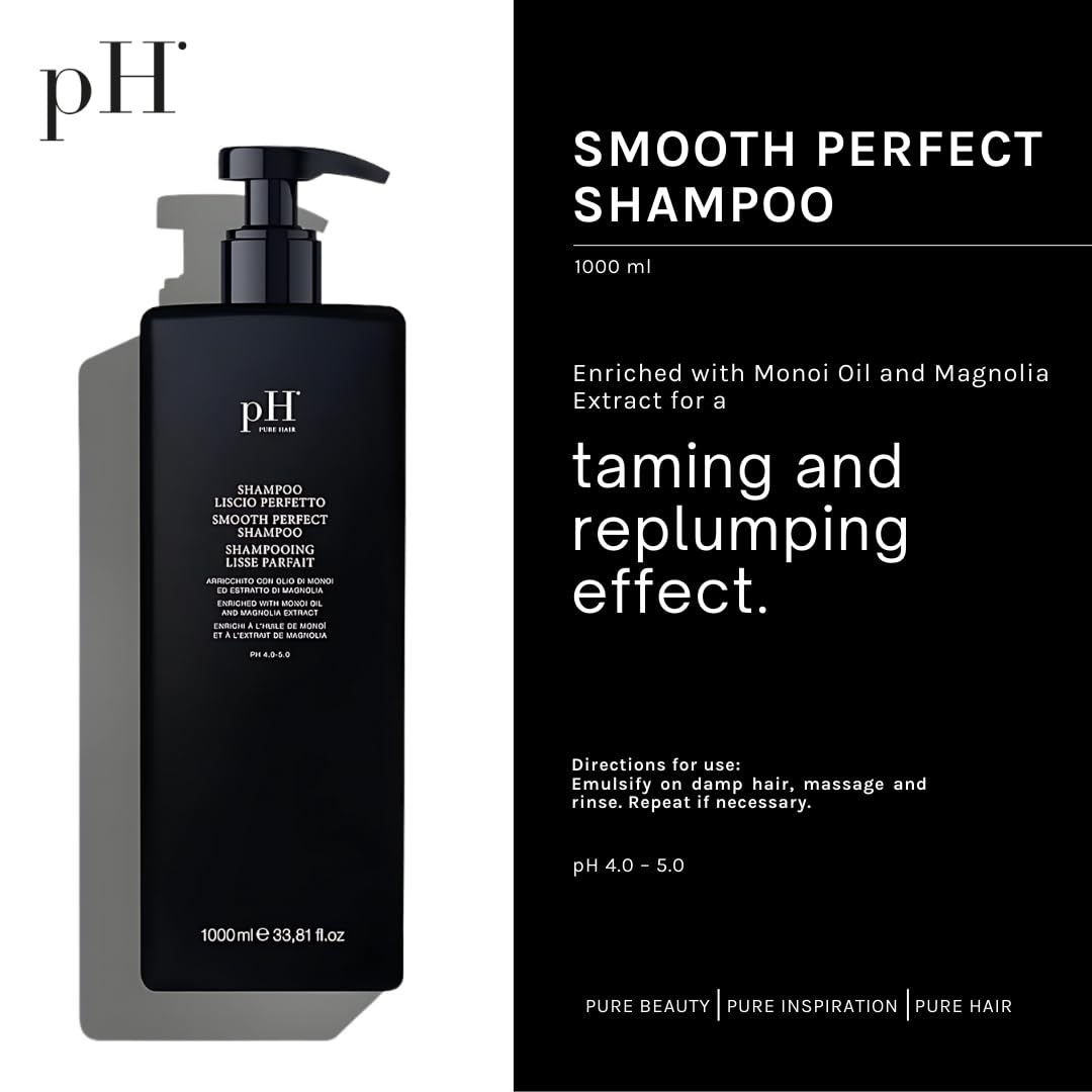 pH PURE HAIR Smooth Perfect Anti-Frizz Shampoo – Sulfate-Free Hydration for Color-Treated Hair | 33.8 oz