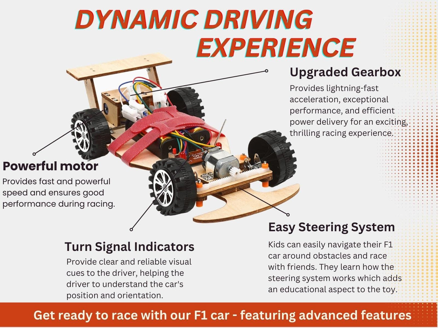 Pica Toys Wooden F1 Racing Car Kit – Remote Control STEM Build (Red)