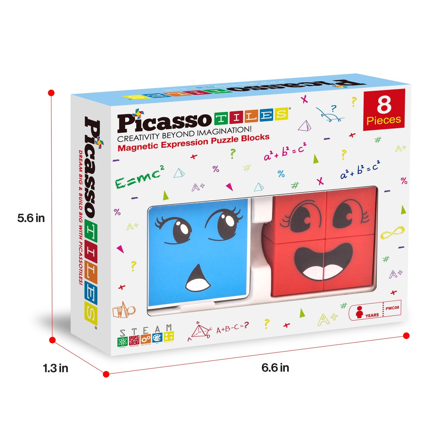 PicassoTiles Magnetic Expression Puzzle Cubes – 8-Piece Emoticon Blocks for STEM & Preschool