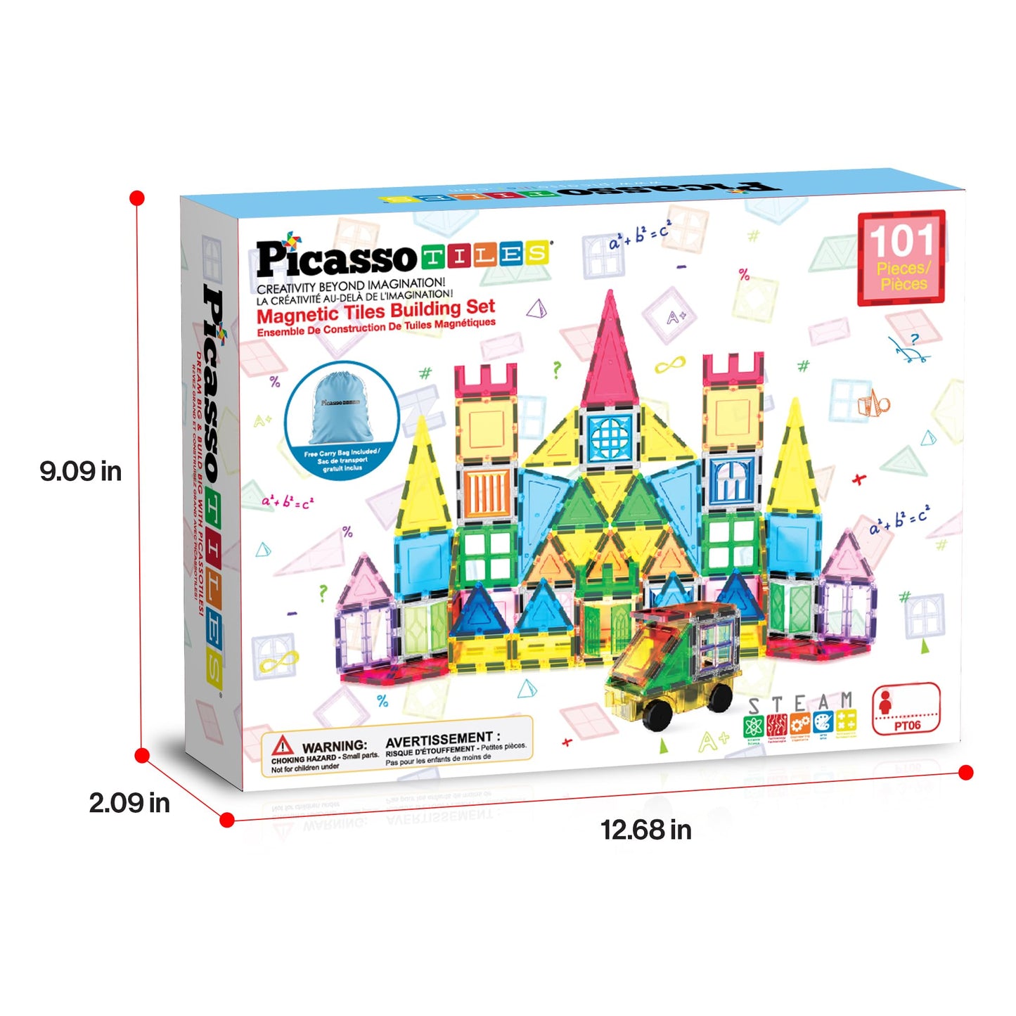 PicassoTiles 101-Piece Magnetic Tile Set | STEM Building Toys for Kids 3+