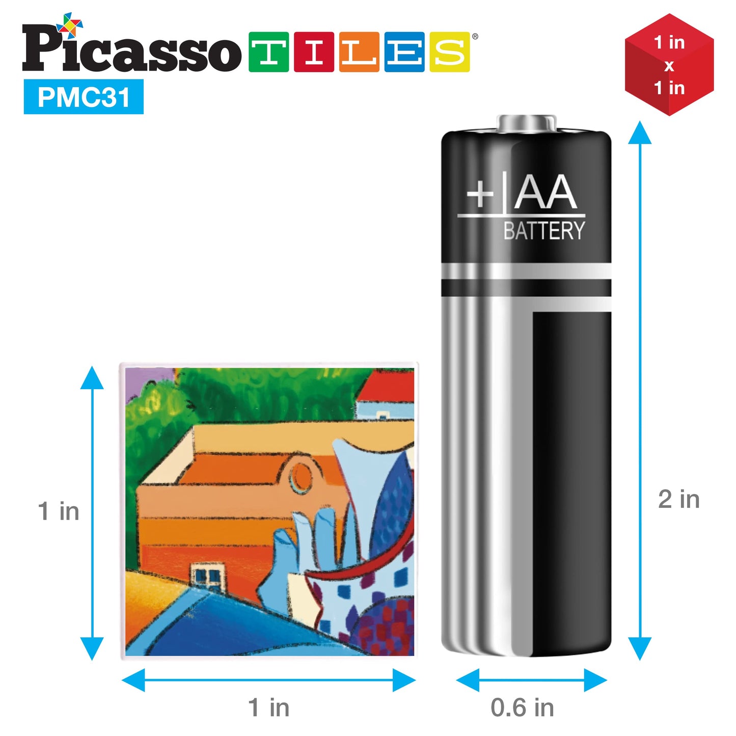 PicassoTiles 6-in-1 World Famous Painting Puzzles – Magnetic Cubes Toy for Kids (Park Guell, Eiffel Tower, Santorini)