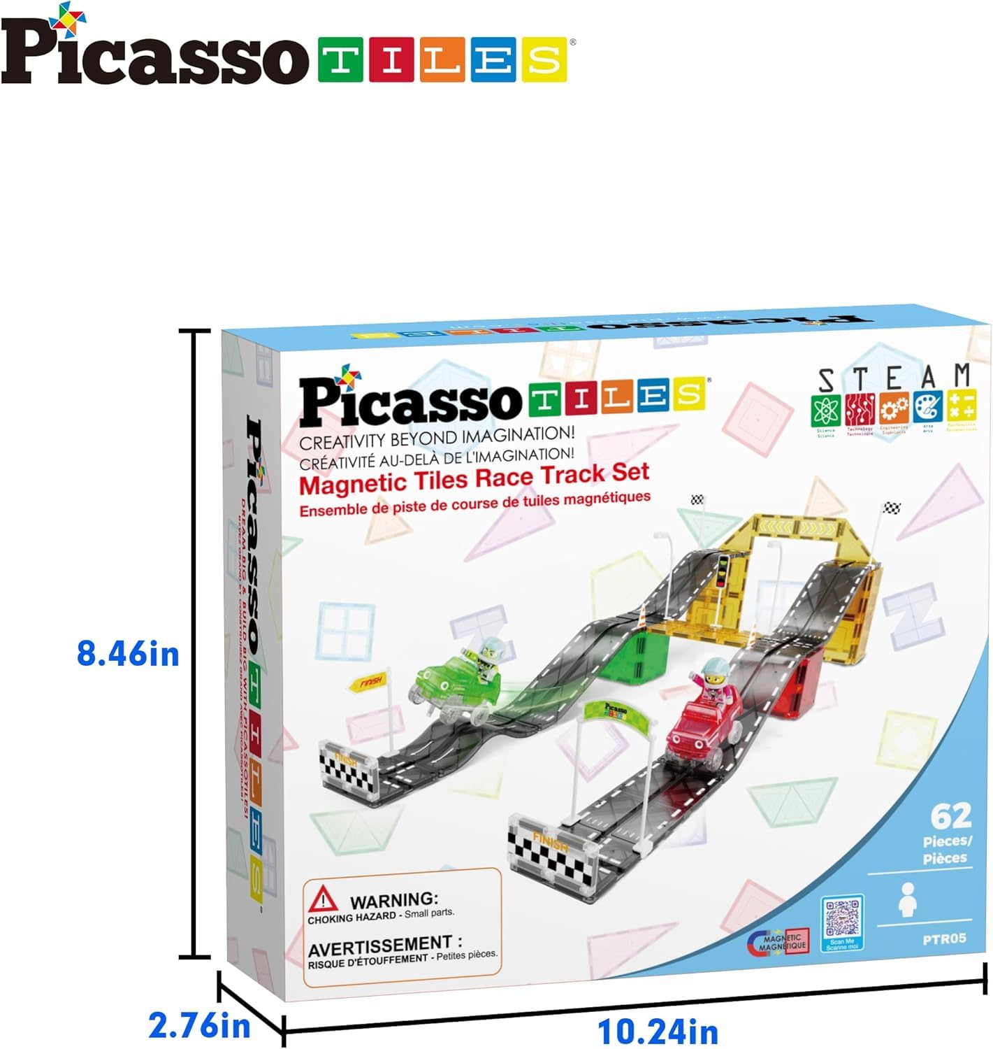 PicassoTiles Magnet Tile Race Car Track Kit PTR05 – STEM Building Blocks