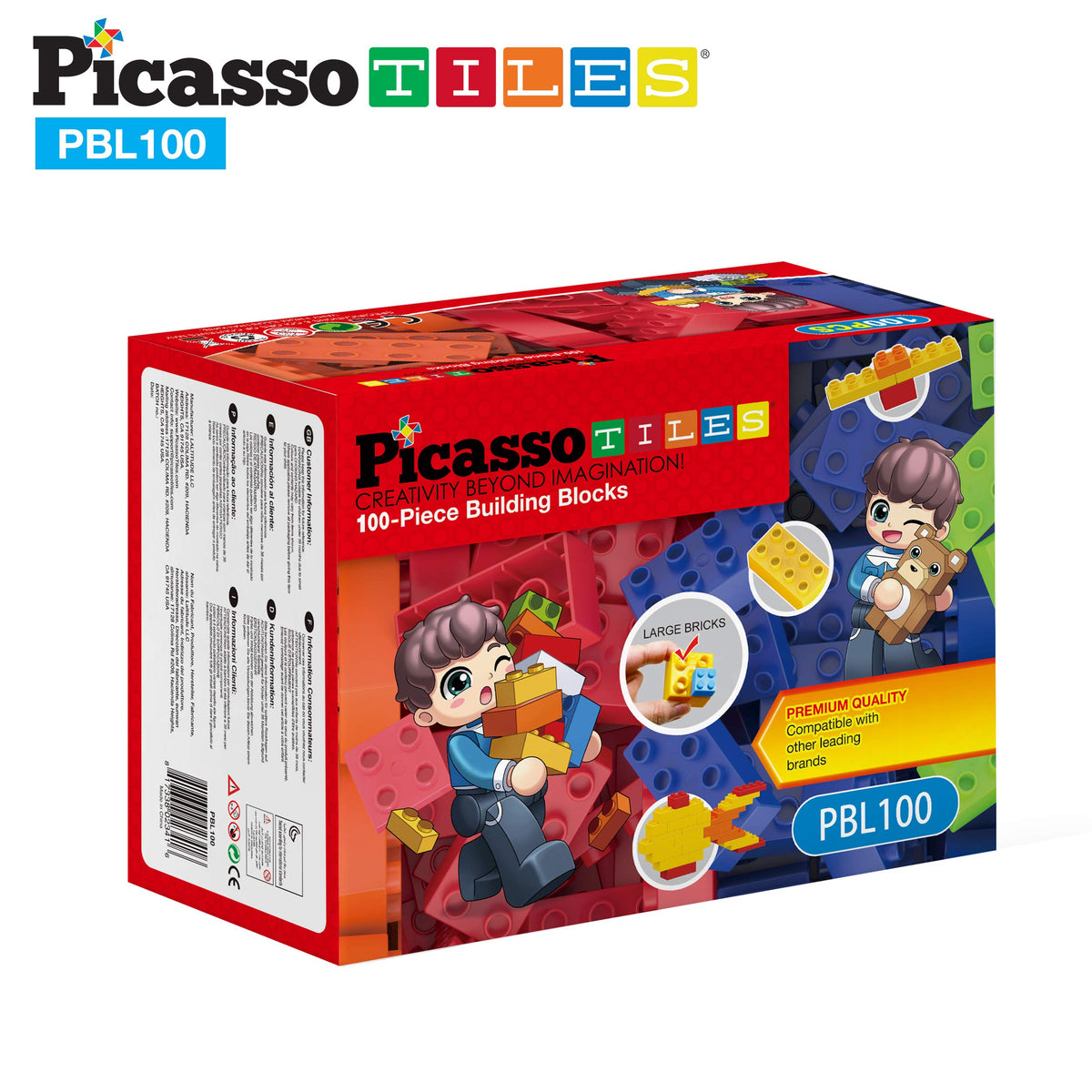 PicassoTiles 100-Piece Large Construction Set for Kids 3+ | STEM Building Blocks & Creative Play
