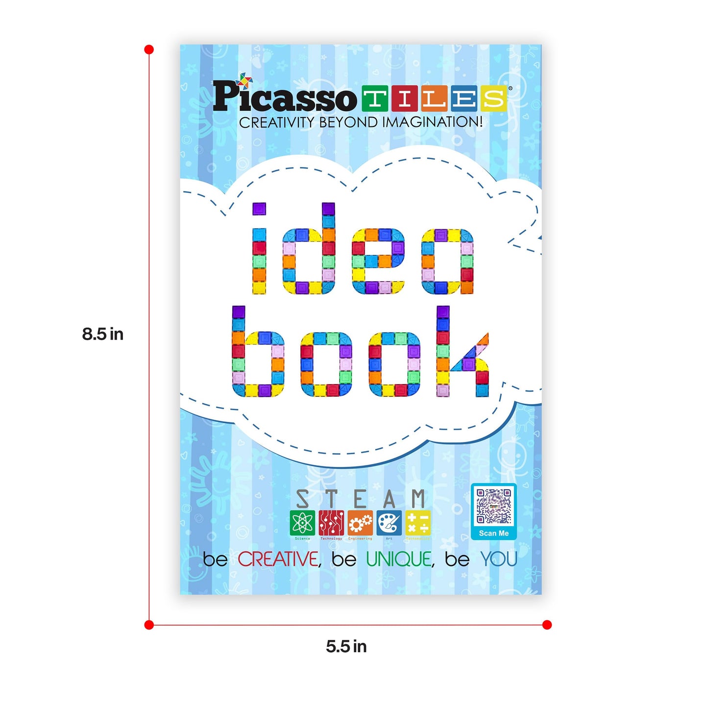 PicassoTiles Magnetic Tile Building Idea Book – 230 Pages, 300+ Builds, STEM Design Guide | Ages 3+ | PTIDEABOOK