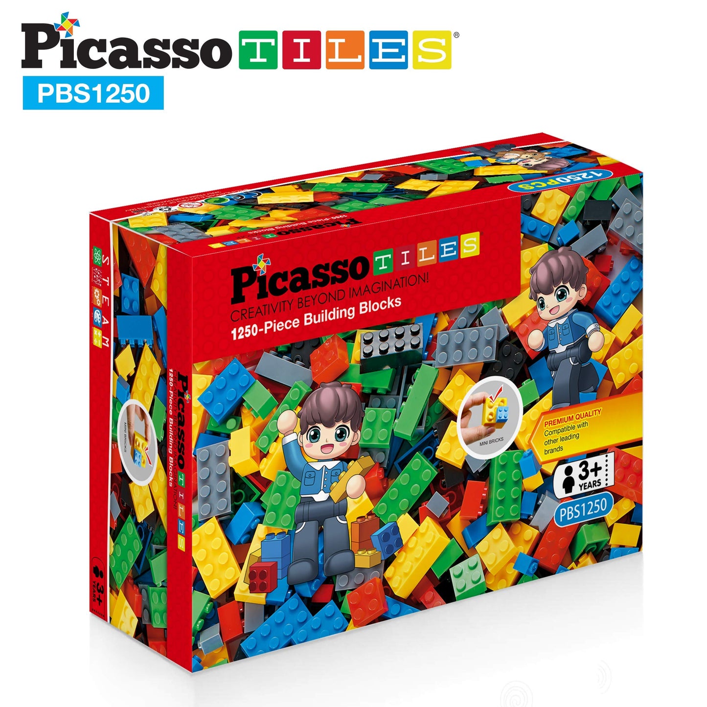 PicassoTiles 1250-Piece Educational Building Block Set – STEM Toys for Ages 3+