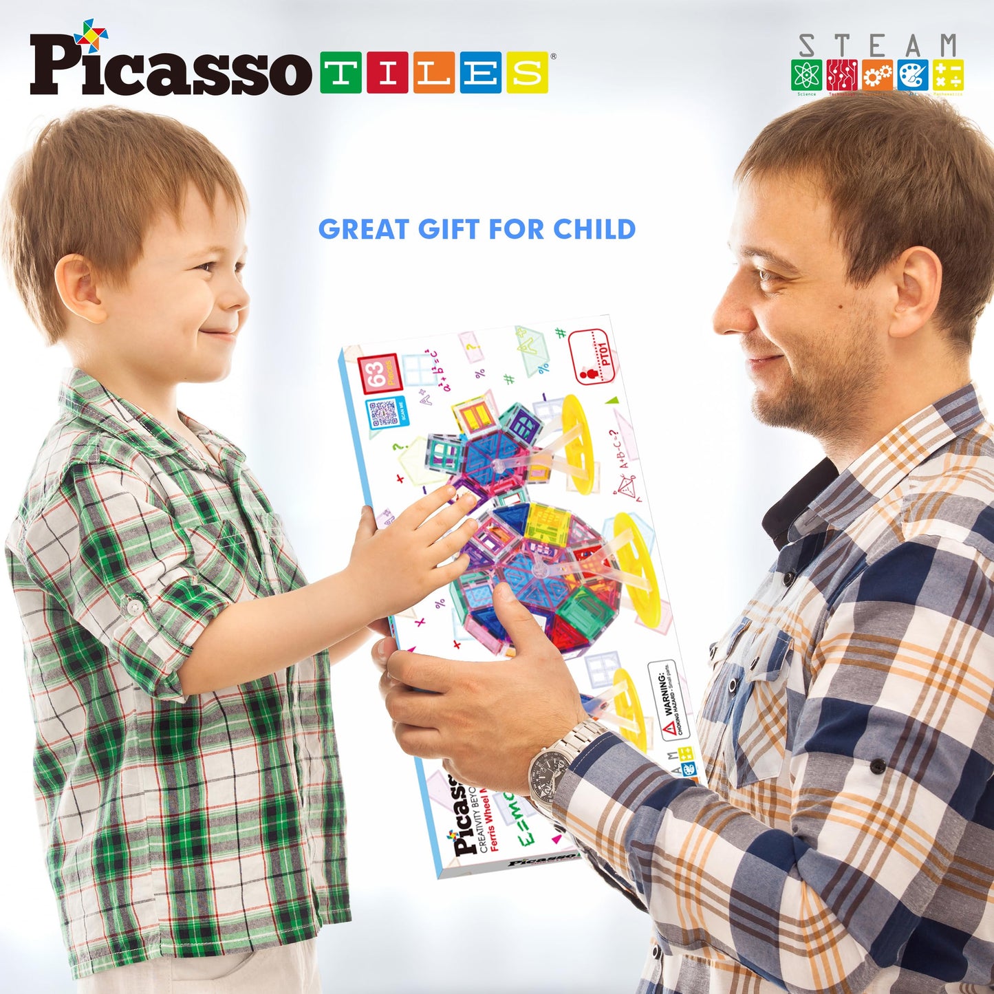 PicassoTiles Ferris Wheel Magnet Tile Set – 360° Rotating STEM Building Kit (Ages 3+)