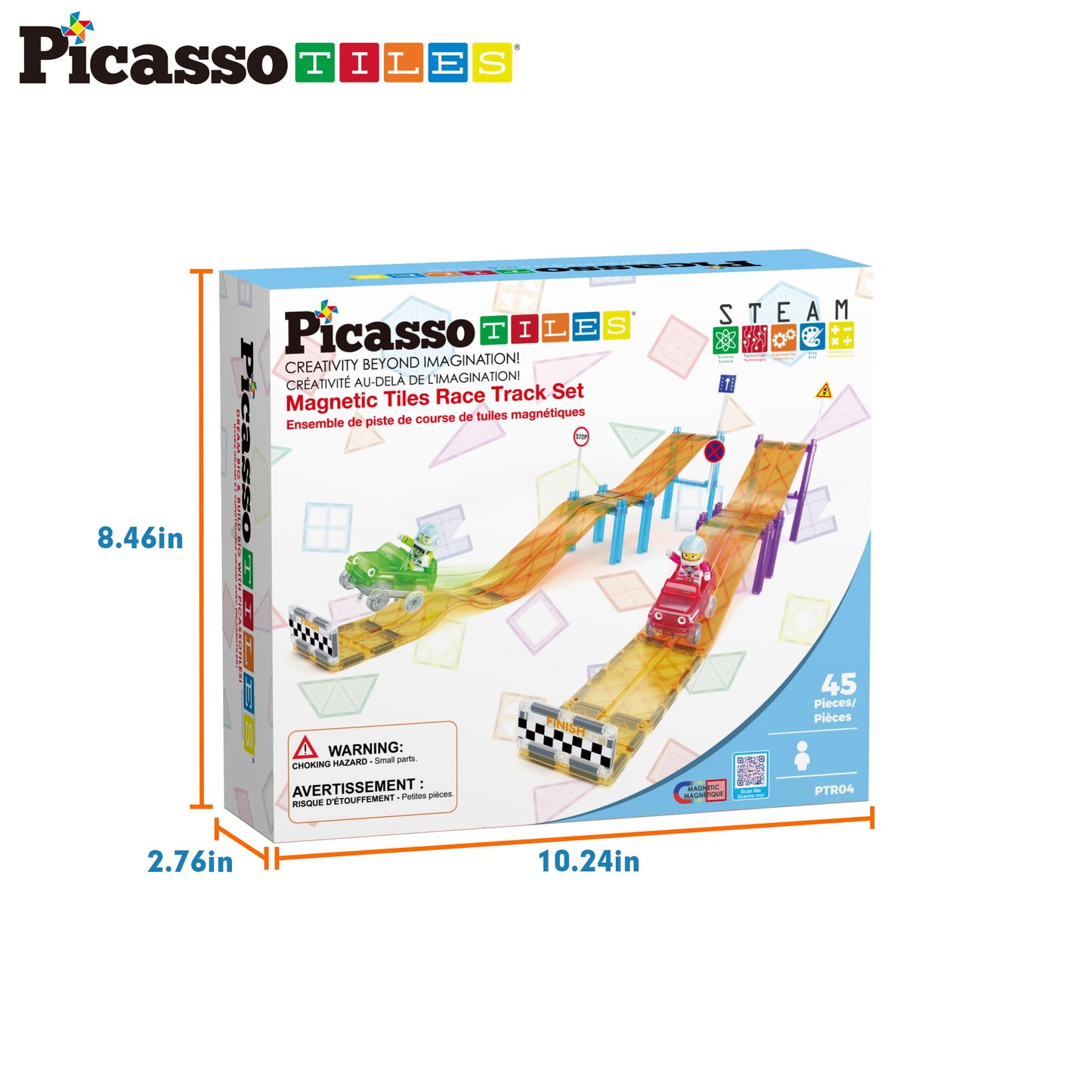 PicassoTiles Magnetic Race Track Car Slide – STEM Building Tiles & Imaginative Play for Kids 3+