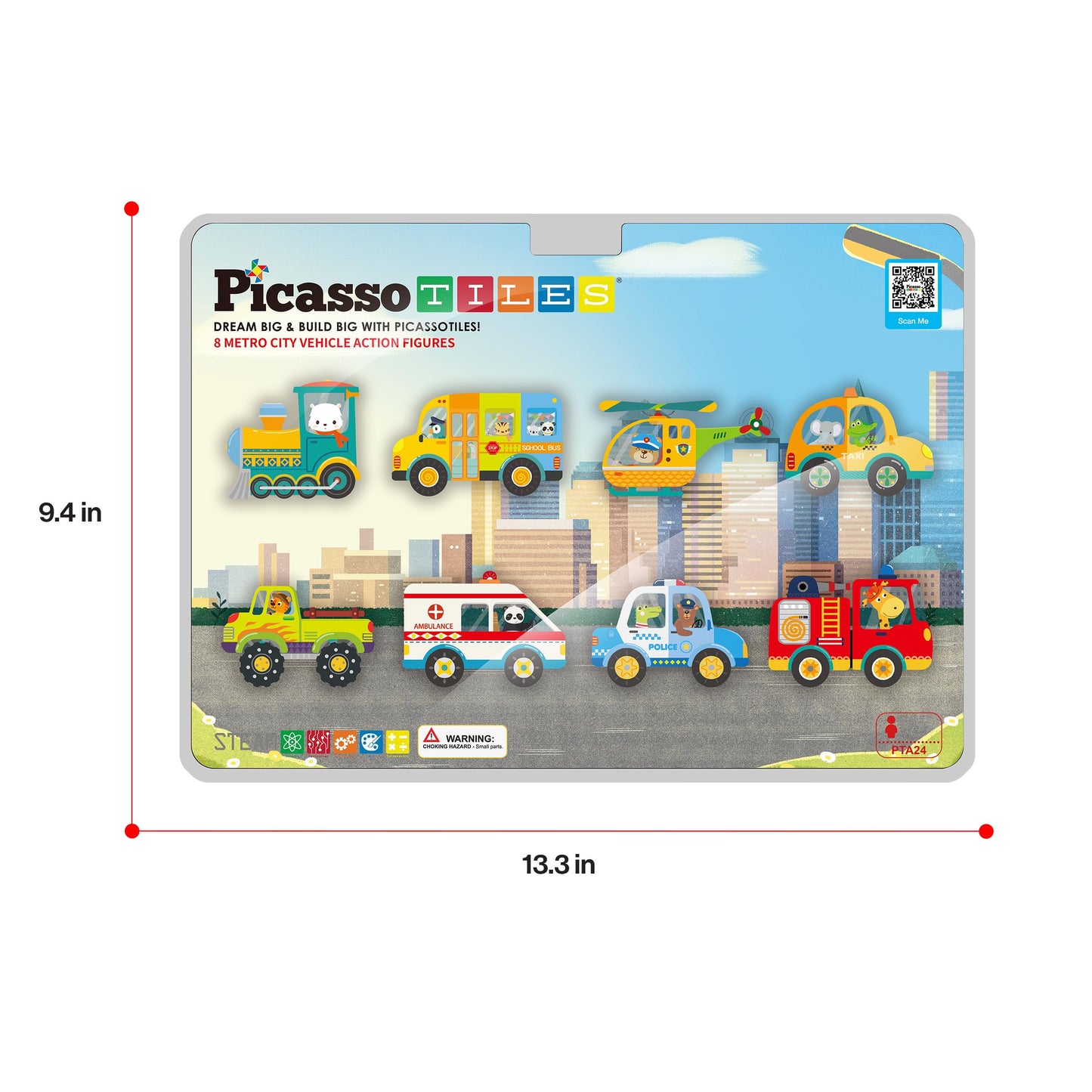 PicassoTiles 8pc Metro City Vehicle Magnet Set – STEM Construction Toys