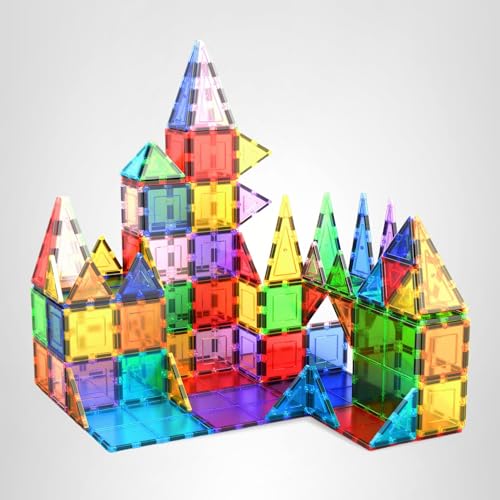 PicassoTiles 100 Piece Magnetic Tile Set | Clear 3D Building Blocks for Creative Learning