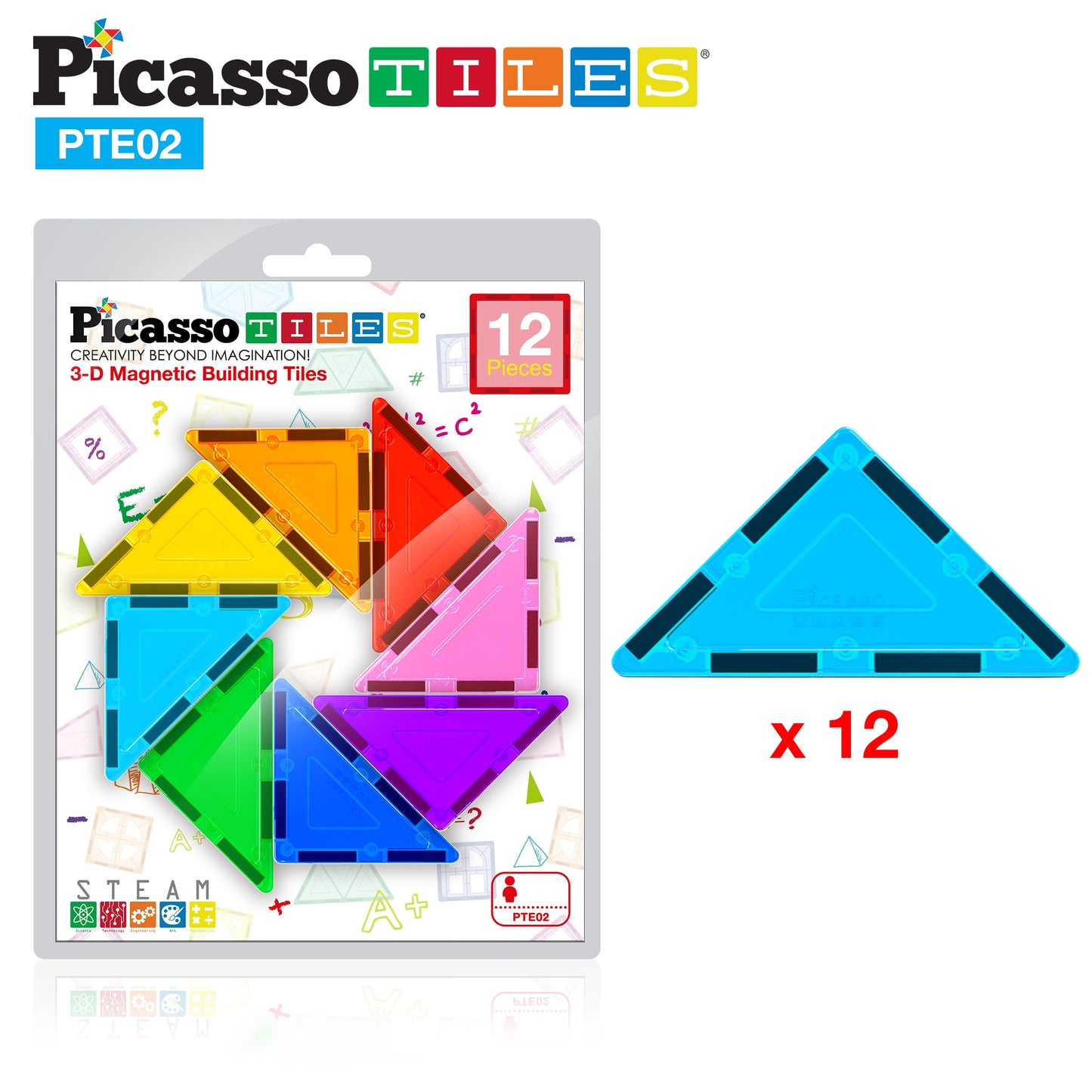 PicassoTiles Right Triangle Magnetic Tiles – STEM Building Set PTE02
