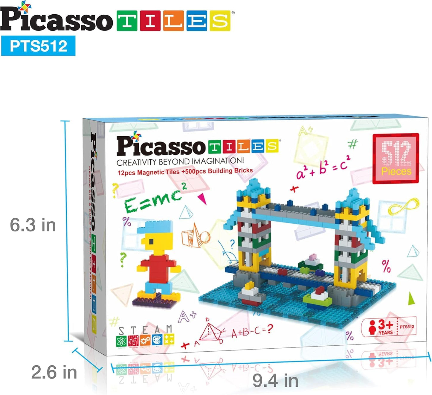 PicassoTiles 512 Pcs Grand Playset – Magnetic Tiles & Building Blocks for Creative STEM Play (Ages 3+)