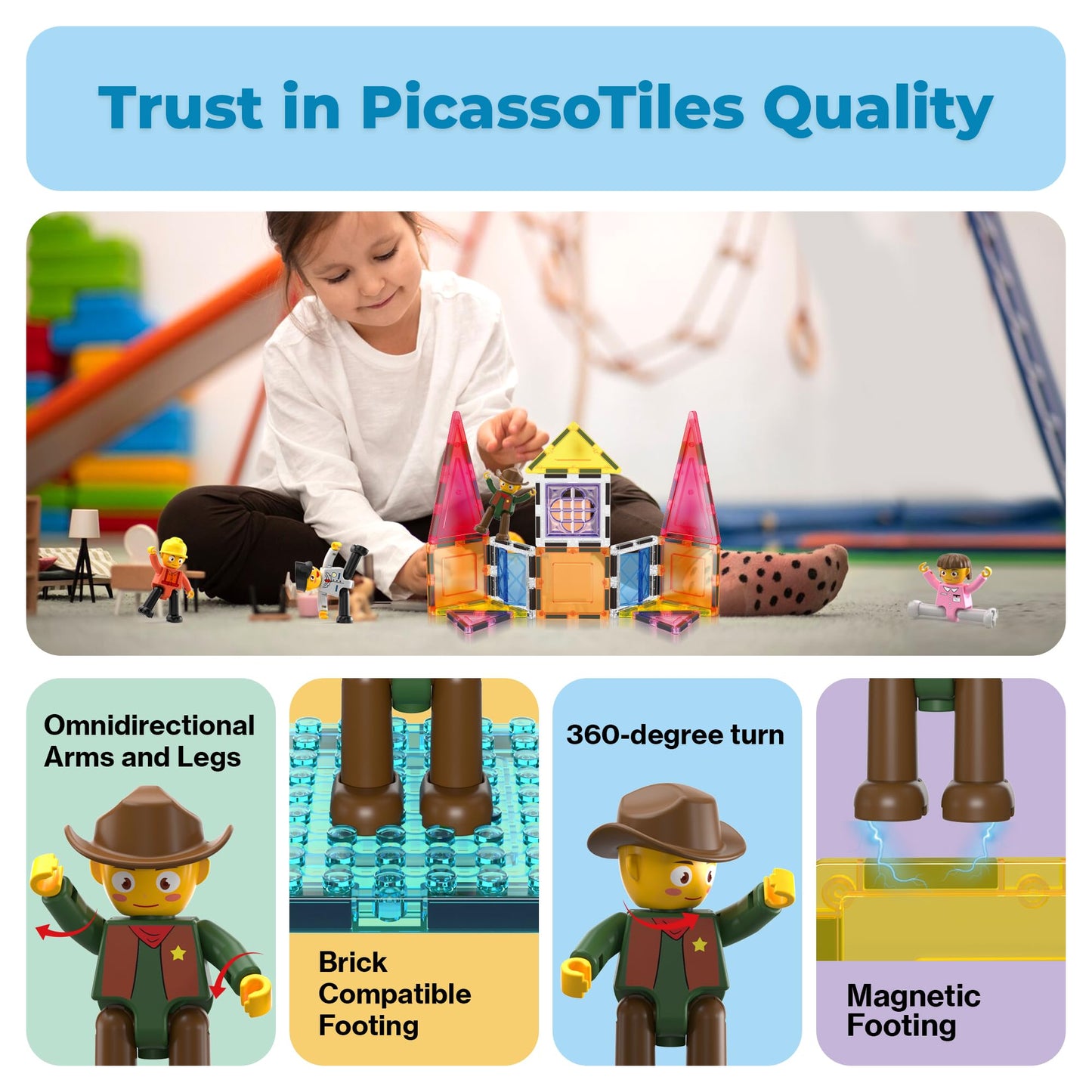 PicassoTiles Profession Character Figures – Magnetic STEM Add-On Pack for Kids (PTA02)