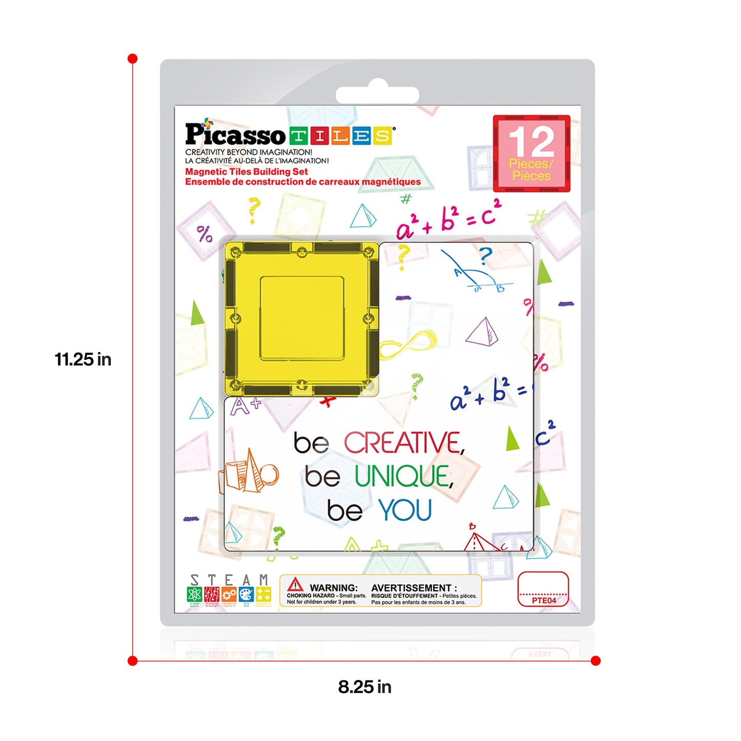 PicassoTiles Expansion Square Pack - Magnetic Construction Tiles for Kids STEM Learning