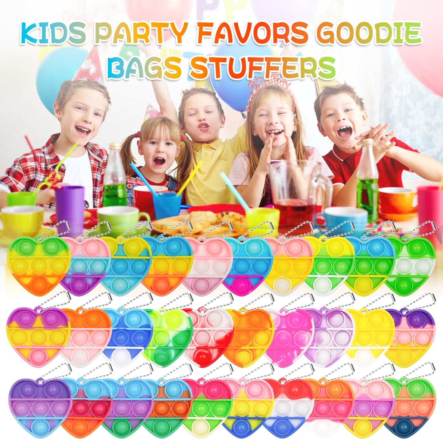 PICcircuit Pop Fidget Toys Bulk — 30 Pack Valentine Gifts for Kids | Classroom Favors