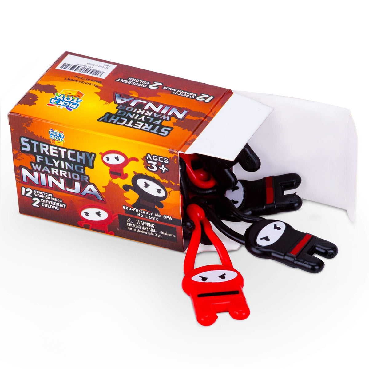 PICK A TOY Ninja Toys - 12-Piece Stretchy Flying Ninjas Slingshots for Parties