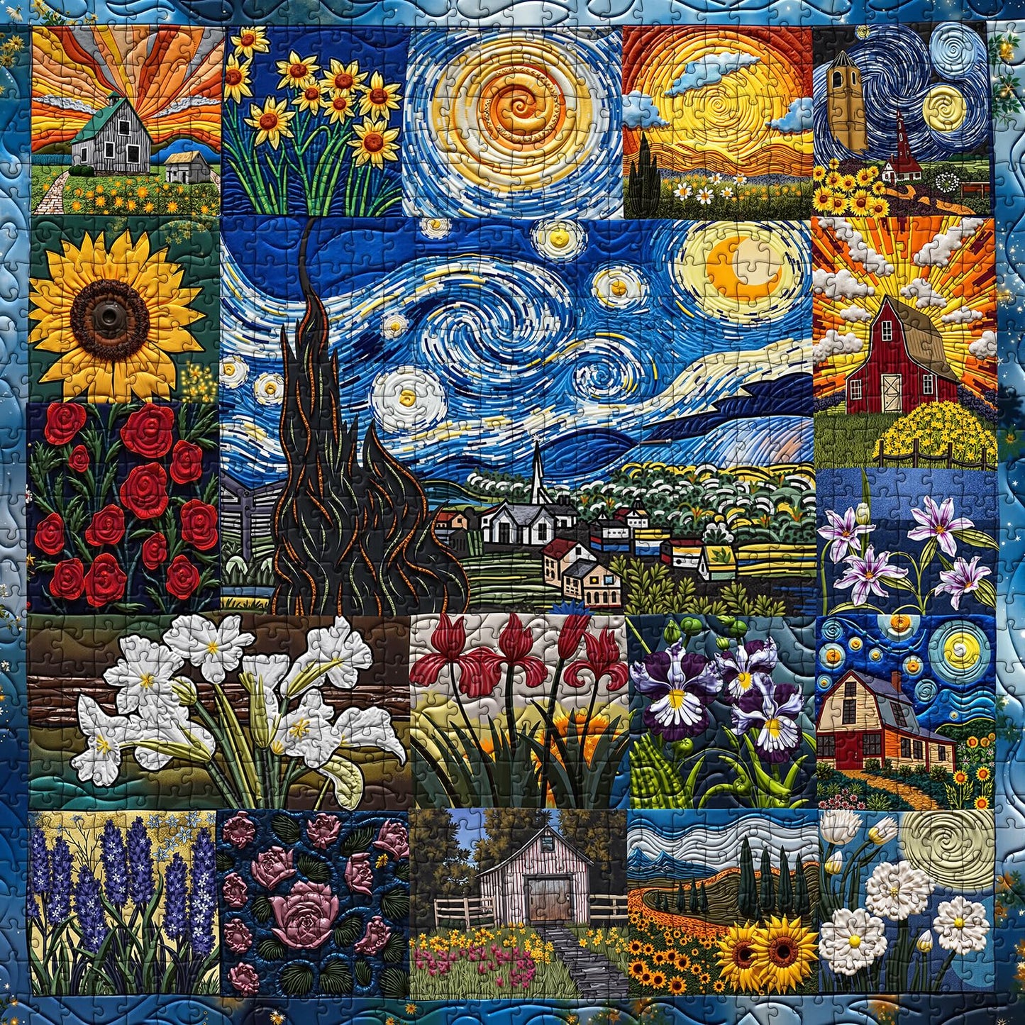 PICKFORU Van Gogh's Rhapsody 1000-Piece Puzzle — Starry Night Flower Art for Adults | Home Decor