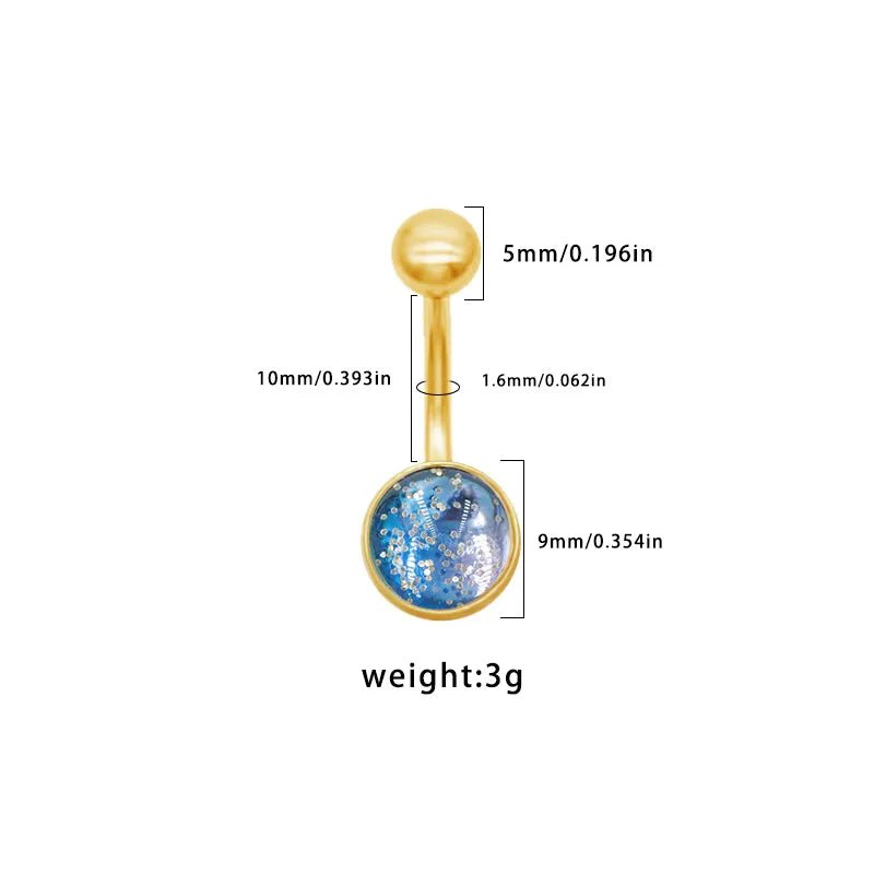 1 Piece Belly Rings Simple Style Classic Style Solid Color 316 Stainless Steel Plating Acrylic 18K Gold Plated