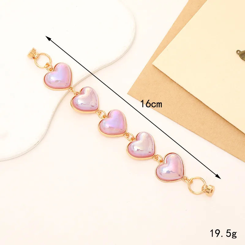 Cute Heart Shape Arylic Plating Mobile Phone Chain