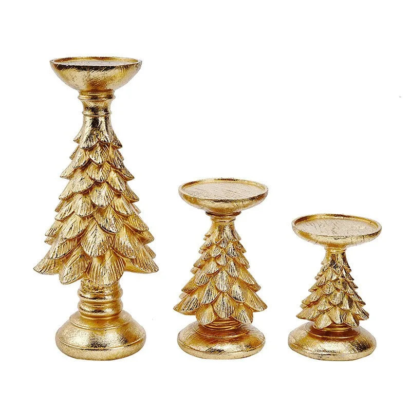 Christmas Retro Christmas Tree Bear Resin Indoor Party Festival candlestick