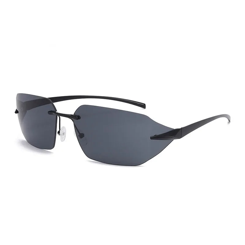 Y2K Punk Solid Color Pc Special-Shaped Mirror Frameless Men's Sunglasses