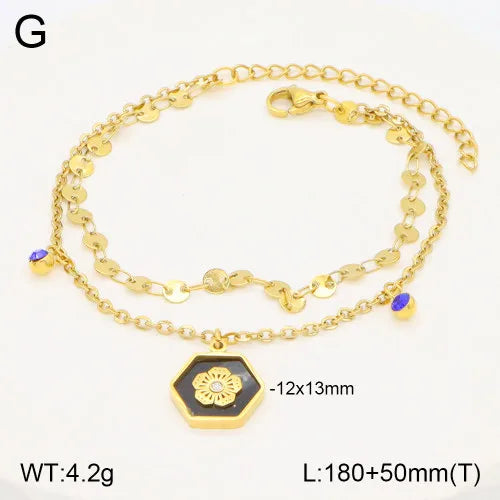 Casual Elegant Cross Moon Heart Shape 304 Stainless Steel 18K Gold Plated Rhinestones cable chain Bracelets In Bulk
