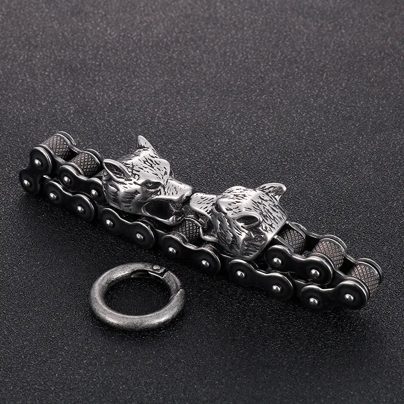 hip-hop retro classic style color block titanium steel patchwork men's bracelets