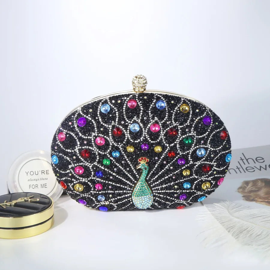 New fashion peacock diamond retro exotic style messenger bag dinner bag high-end gift bag factory direct sales