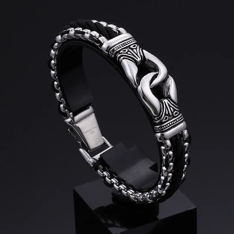 rock punk streetwear geometric titanium steel men's bracelets