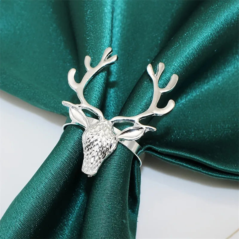 Fashionable Electroplated Christmas Deer Head Sacrificial Festival Sheep Head Bull Head Iron Napkin Rings Style