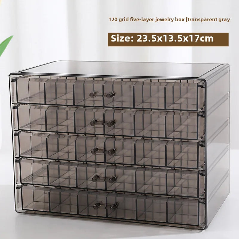 Transparent Multi-layer Capacity Jewelry Storage Box Ring Earring Necklace Bracelet Home Use Internet Celebrity Drawer Style