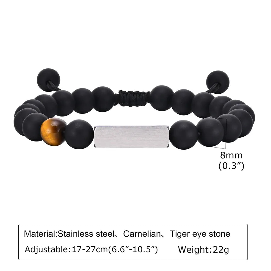 Simple Style Geometric Stainless Steel natural stone Agate Beaded Braid Men's Bracelets