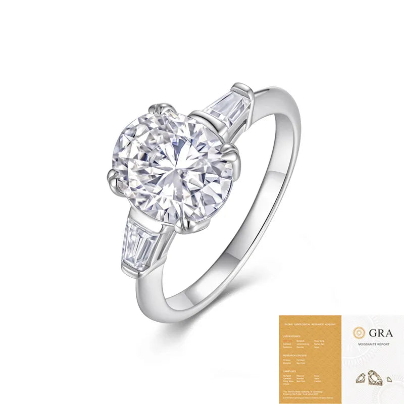 Moissanite 925 Sterling Silver Rings GRA Certificate Geometric Rings