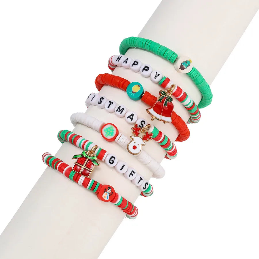 Sweet Christmas Tree Letter Snowman soft clay Beaded Bracelets Christmas Wholesale