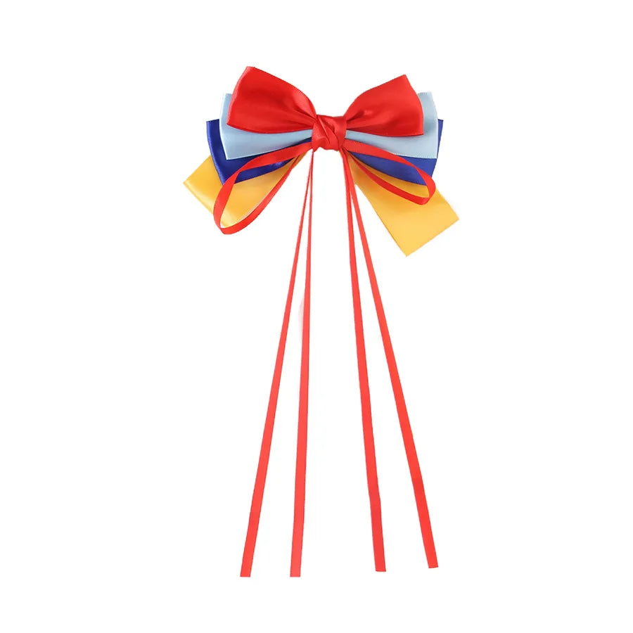 Women's Cute Lady Sweet Color Block Bow Knot Cloth Hair Clip