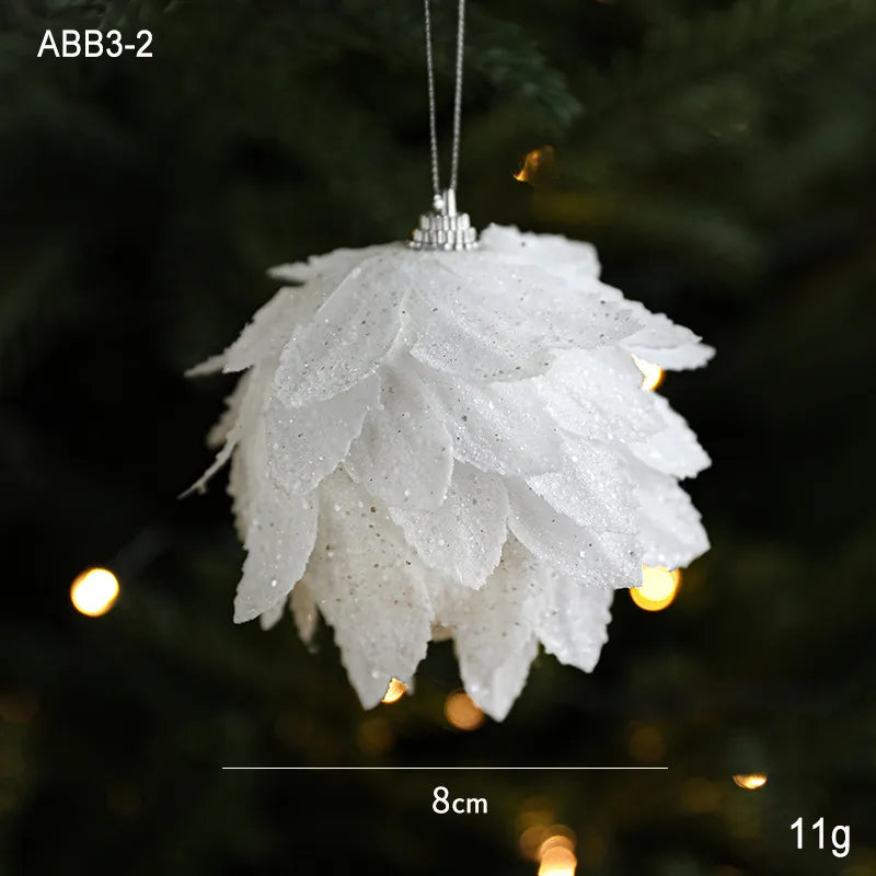 White Petal Foam Christmas Ball Decorations Christmas Tree Ornaments Festive Atmosphere Accessories Business Style European New Version