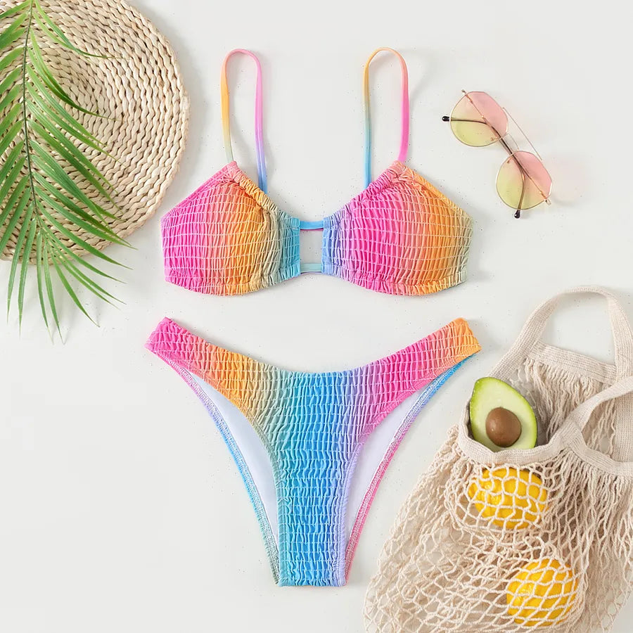 Women's Gradient Color 2 Pieces Set Bikinis Swimwear