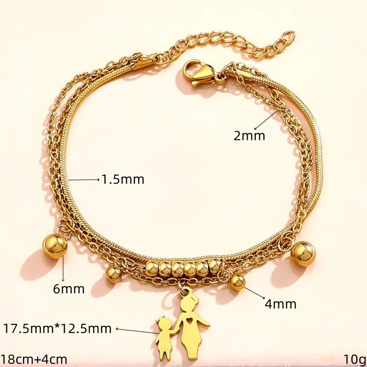 Casual Elegant Glam Universe Mermaid Anchor 304 Stainless Steel Mostacilla Titanium Steel 14K Gold Plated cable chain snake chain Bracelets In Bulk